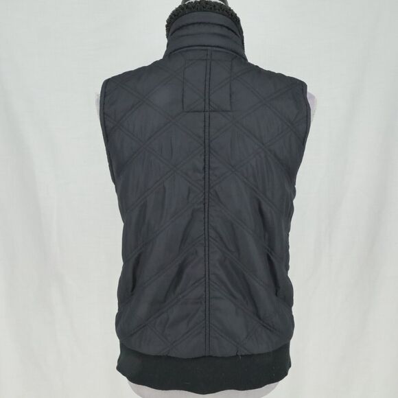 Prana Vest Womens Small Black Quilted Full Zip Sherpa Lined Mock Neck Zip Pocket - Picture 2 of 16